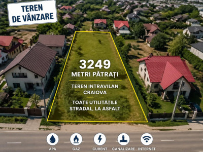 Teren intravilan construibil cu toate utilitățile, 3.249 mp Aeroport Craiova