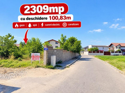 Intravilan stradal cu utilitati 2309mp cu deschidere 100m, parcelat!